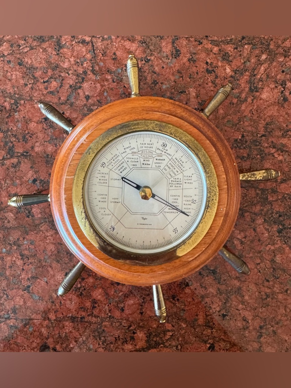 Vintage Wooden Ship Wheel Barometer